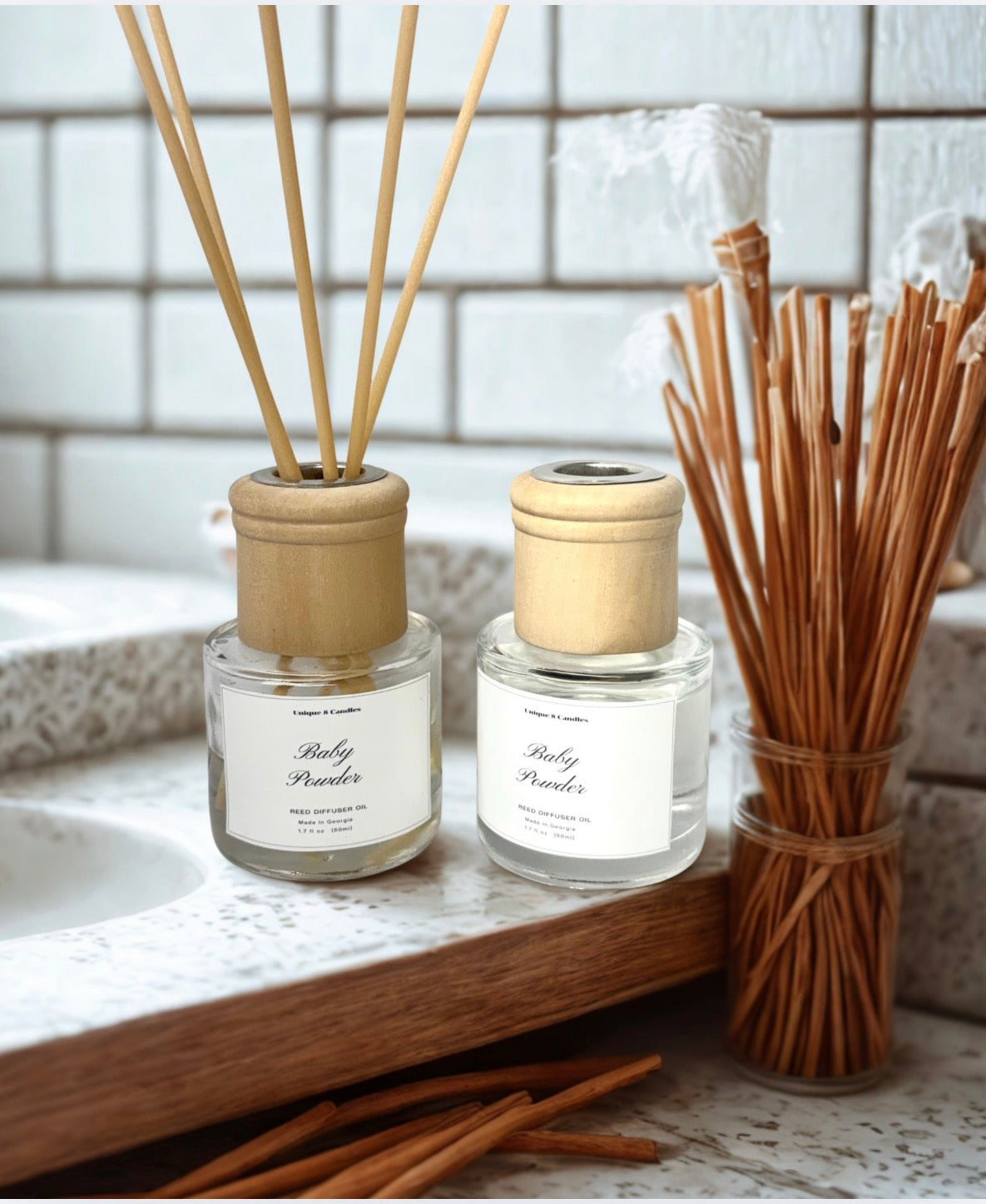 Reed Diffuser Set | Naturally Scented Oil | Flame Free Home Fragrance | Boho Modern Decor Gift