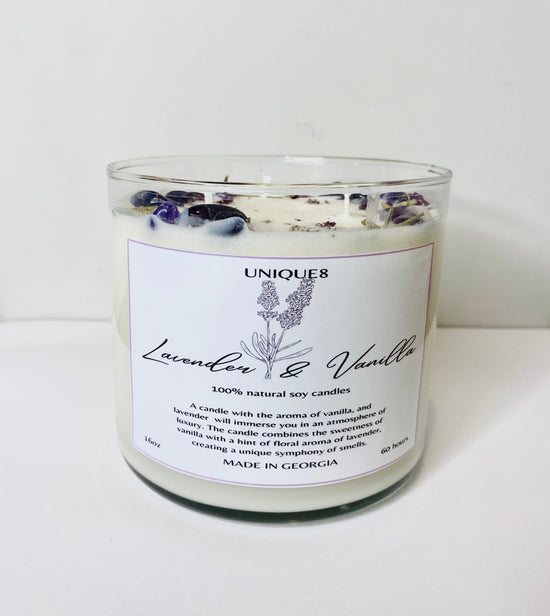 Lavender and Vanilla 3 Wick Scented Soy Candle