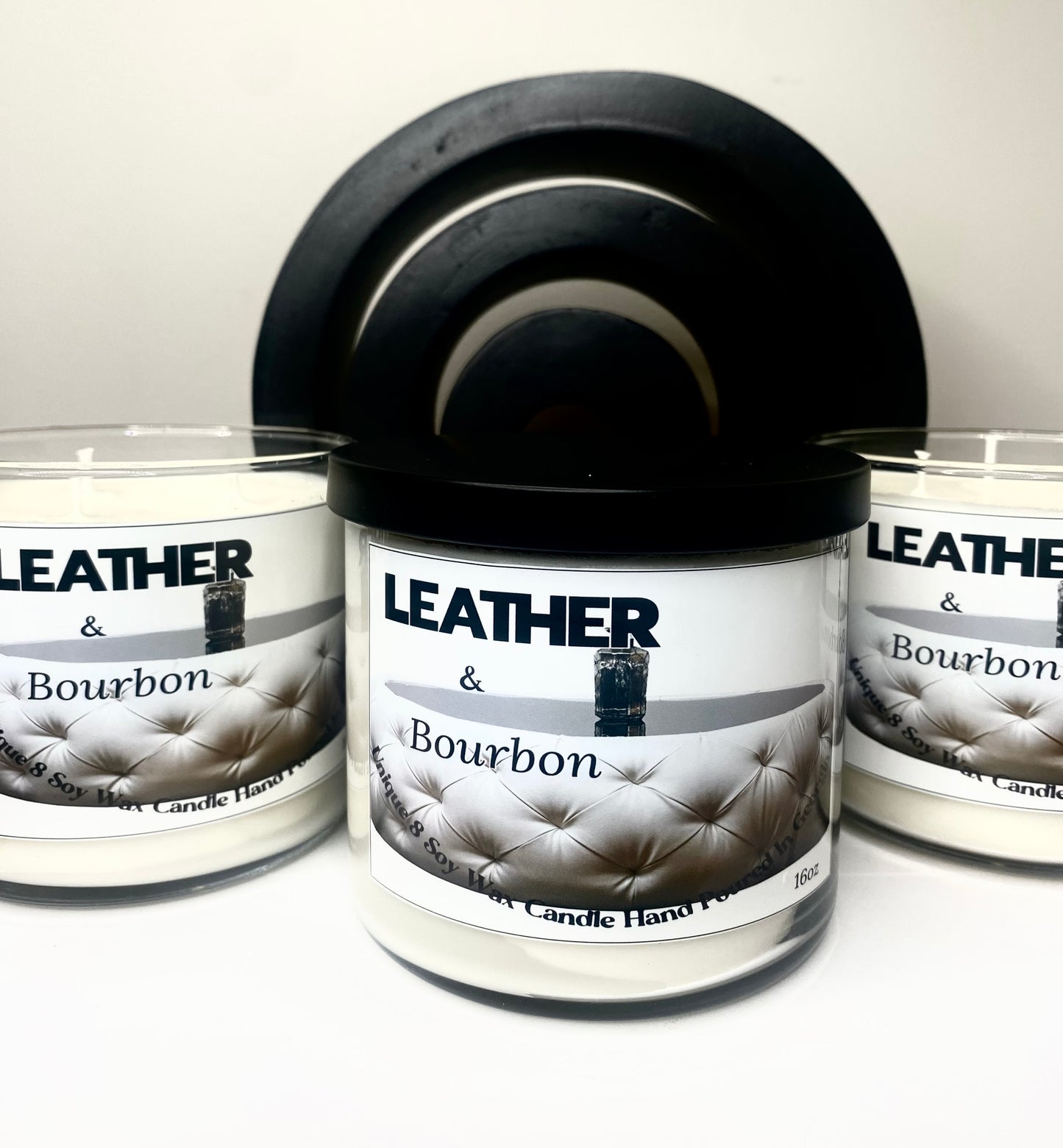 Leather and Bourbon 3 Wick Scented Soy Wax Candle s